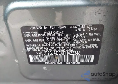 2015 Subaru Forester 2.5I Premium z USA, uszkodzony, nr VIN JF2SJADC6FH422348